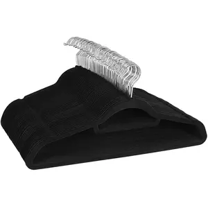 SONGMICS 20 Cintres en velours pivotant antiglisse, Noir + Argent pas cher