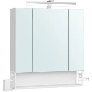 VASAGLE Meuble de salle de bain 3 portes miroir blanc nuage pas cher