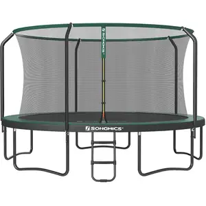 SONGMICS Trampoline de jardin avec filet de sécurité, Vert Foncé / 427 x 59 cm pas cher