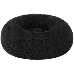 Feandrea Panier pour chien en tissu peluche, Noir / L 50 x l 50 x H 20 cm