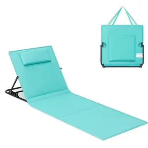 SONGMICS Chaise longue portable avec bandoulières pour camping, Bleu Lac / 1