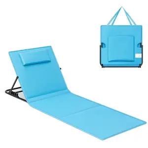 SONGMICS Chaise longue portable avec bandoulières pour camping, Bleu Ciel / 1 pas cher