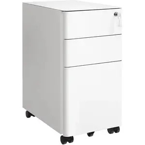 SONGMICS Caisson de bureau mobile 3 tiroirs, Blanc pas cher