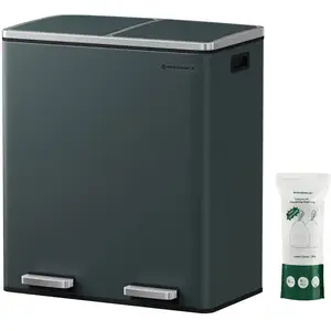 SONGMICS Poubelle à double compartiments (2*30 L), Gris Verdâtre pas cher