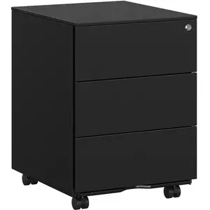 SONGMICS Caisson de bureau avec 3 tiroirs, Noir / 3 tiroirs (53,8H cm) pas cher