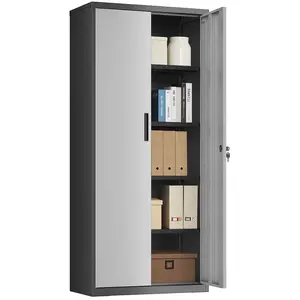 SONGMICS Meuble de rangements avec 4 étagères, Argent + Gris Mat / 80L cm pas cher