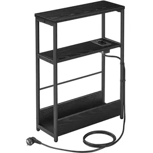 Comparateur de prix : VASAGLE Table d’appoint fine avec multiprise 3 niveaux, Noir