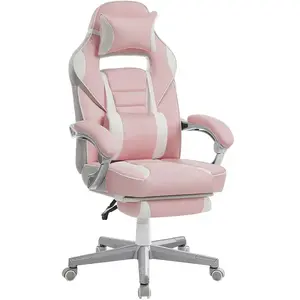 SONGMICS Chaise gaming avec repose-pieds, Rose Bonbon + Blanc CrèmeVendu parsongmics