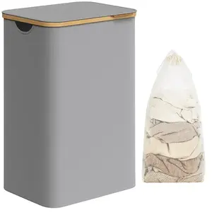 SONGMICS Panier à linge mince avec couvercle, Gris Tourterelle / 90L (... pas cher