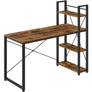 VASAGLE Bureau 120 cm industriel, Marron Rustique + Noir / 60P x 137,2L x 118,7H cm pas cher