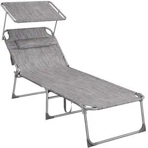 SONGMICS Bain de soleil pliable, Grège pas cher