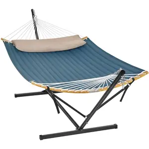 Comparateur de prix : SONGMICS Hamac avec support structure noire et hamac gris, Noire + Hamac Bleu