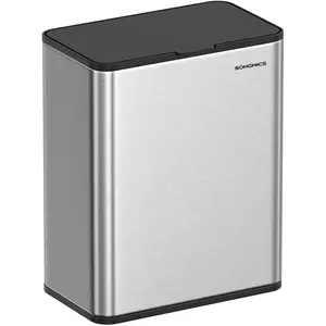 Comparateur de prix : SONGMICS Poubelle de cuisine murale 8L avec couvercle, Argent MéTallique
