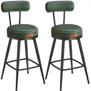 VASAGLE EKHO Collection - Tabourets de bar design en PU (Lot de 2&4), Vert Forêt / 54P x 54L x 91H cm / 2 pas cher
