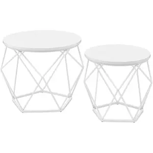 VASAGLE Table basse ronde plateau amovible, Blanc pas cher