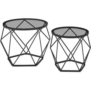 VASAGLE 2 Tables basses rondes plateau amovible, Gris Ardoise + Noir D'encre pas cher