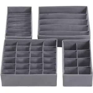 SONGMICS 4 Boîtes de rangement pliable, Gris pas cher