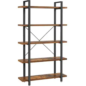 VASAGLE Étagère 5 niveaux industriel, Marron Rustique + Noir / 33,5 x 105 x 177,5 cm pas cher