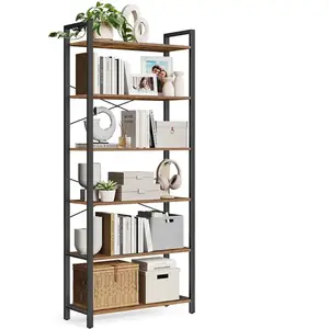 VASAGLE Étagère 6 niveaux industriel, Marron Rustique + Noir / 6 Niveaux (80L x 186H cm) pas cher