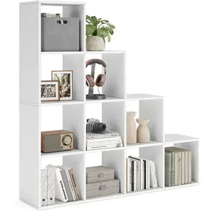 VASAGLE Étagère escalier avec compartiments ouverts, Blanc / 129,5 x 29 x 129,5 cm pas cher