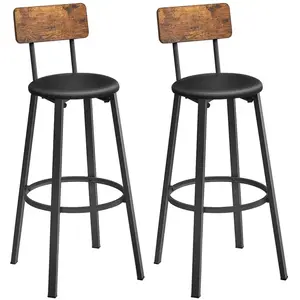 VASAGLE Chaises de bar avec repose-pieds, Marron Rustique + Noir / 39 x 39 x 100 cm pas cher
