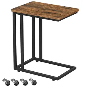 VASAGLE Table d’appoint mobile, Marron Rustique + Noir
