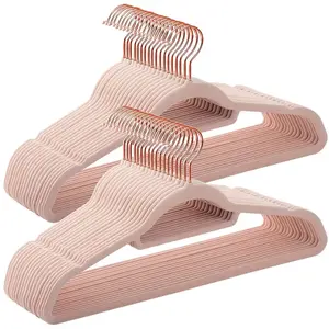 SONGMICS Cintres en velours antidérapant, Rose Clair + Rose Gold / 50 pas cher