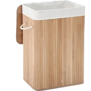 SONGMICS Panier à linge en bambou pliable, Naturelle pas cher