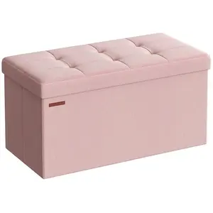 SONGMICS Banc de Rangement Pliable, Rose Bonbon / 38 x 76 x 38 cm pas cher
