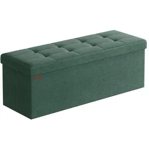 SONGMICS Banc de Rangement Pliable, Vert Rétro / 38 x 110 x 38 cm