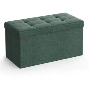 SONGMICS Banc de Rangement Pliable, Vert Rétro / 38 x 76 x 38 cm pas cher