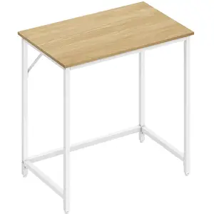 VASAGLE Bureau style industriel montage facile, Chêne Naturel + Blanc Perle pas cher