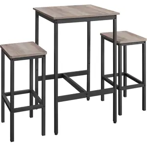 VASAGLE Table à manger avec 2 chaises petite table grège chiné et noir pas cher