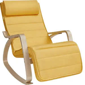 SONGMICS Fauteuil à bascule effet bois jaune canard et couleur boisée