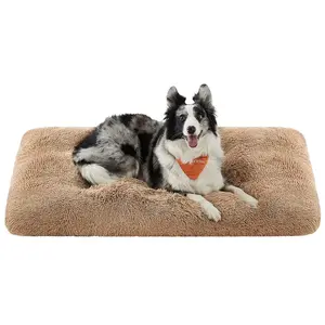 Feandrea Panier pour chien rembourrage moelleux, Marron Camel / L 122 x l 74 x H 10 cm pas cher