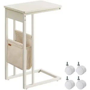 VASAGLE Table d’Appoint en Forme de C, Blanc Crème pas cher