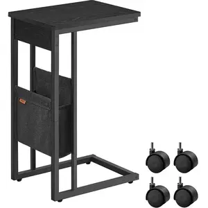 VASAGLE Table d’Appoint en Forme de C, Noir Boisé