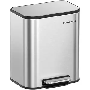 SONGMICS Poubelle de cuisine 20L en acier, Argent Métallique pas cher