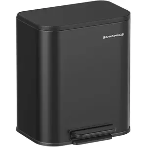 SONGMICS Poubelle de cuisine 20L en acier, Noir d'Encre pas cher