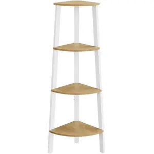 Comparateur de prix : VASAGLE Étagère d'angle 4 niveaux, Couleur Chêne Naturel + Blanc Mat