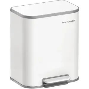 SONGMICS Poubelle de cuisine 20L en acier, Blanc Nuage pas cher
