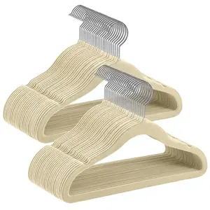 SONGMICS Cintres enfants en velours antiglisse, Beige Sable / 50 pas cher