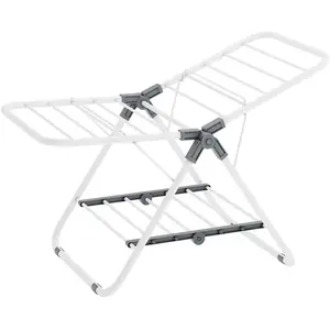 SONGMICS Petit étendoir à linge 44 x 101 x 54 cm en métal, Blanc Nuage