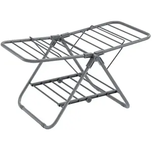 Comparateur de prix : SONGMICS Petit étendoir à linge 44 x 101 x 54 cm en métal, Gris Tourterelle