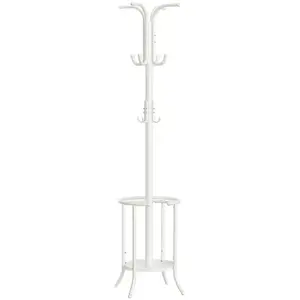 Comparateur de prix : SONGMICS Porte-manteau 12 crochets structure métallique 175 cm, Blanc Perle
