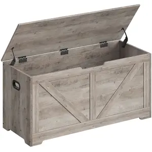 VASAGLE Coffre de rangement avec 2 charnières de sécurité, Grège Chiné / 40 x 100 x 46 cmVendu parsongmics