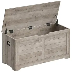 Comparateur de prix : VASAGLE Coffre de rangement avec 2 charnières de sécurité, Grège Chiné / 40 x 100 x 46 cm