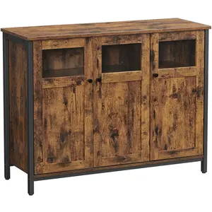 VASAGLE Meuble de rangement 3 portes effet bois noir pas cher