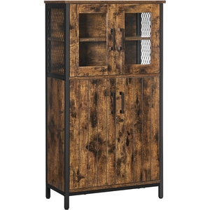 VASAGLE Meuble de rangement 4 portes effet bois noir pas cher