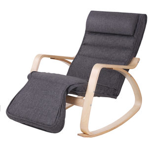 SONGMICS Fauteuil à bascule moderne tissu bois gris foncé pas cher